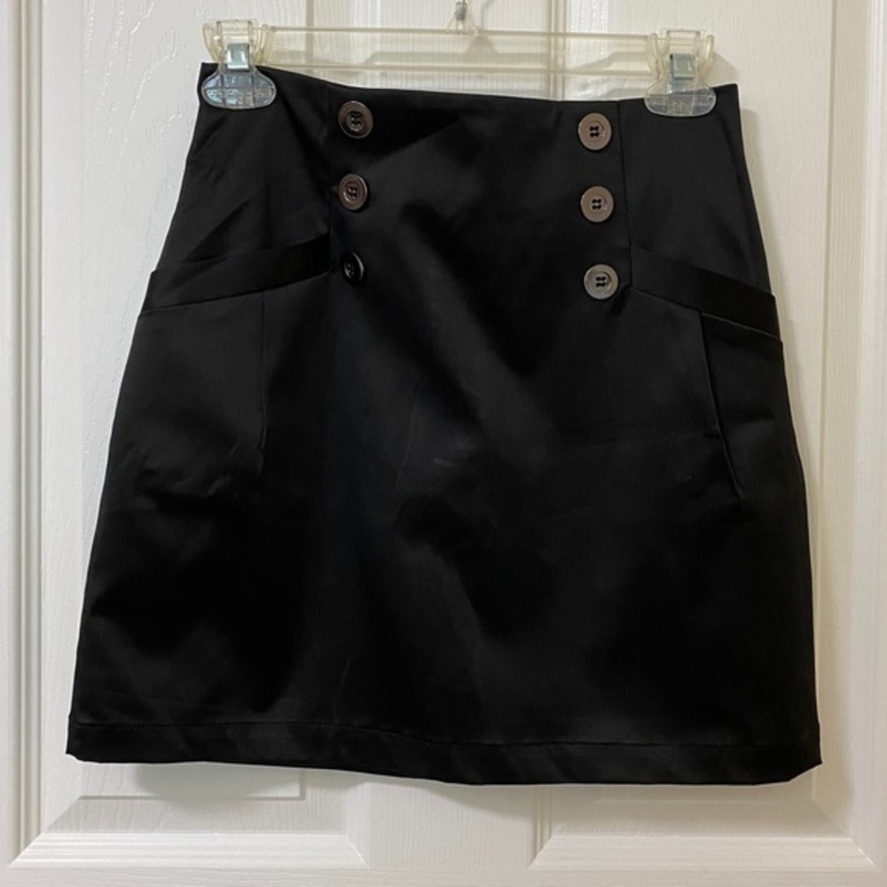 Black Mini Skirt with Button Detail